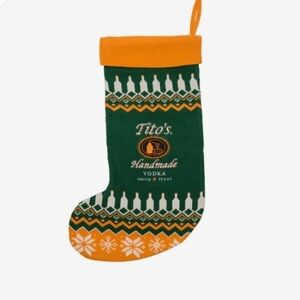 Tito's Handmade Vodka Festive Stocking - Green and Orange